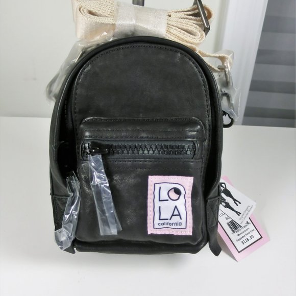 LOLA Stargazing Convertible Mini Black Leather Backpack NWT - Picture 3 of 16